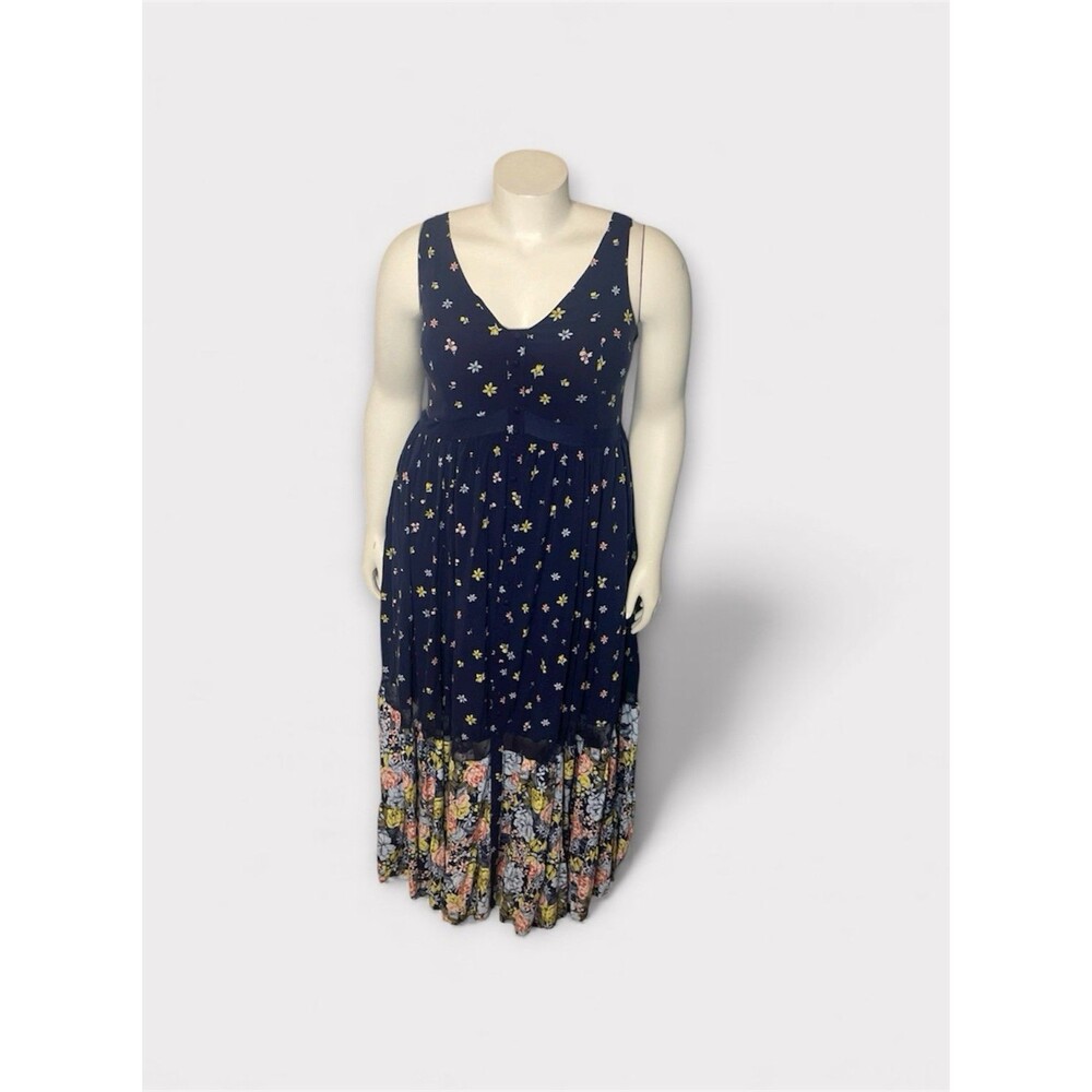 Torrid Dress 1X Blue Maxi‎ Cottagecore Boho Romantic Festival Prairie Whimsical
